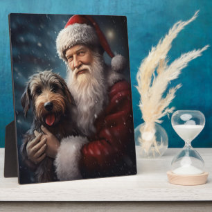 Airedale mit dem Weihnachtsmann Festlich Weihnacht Fotoplatte