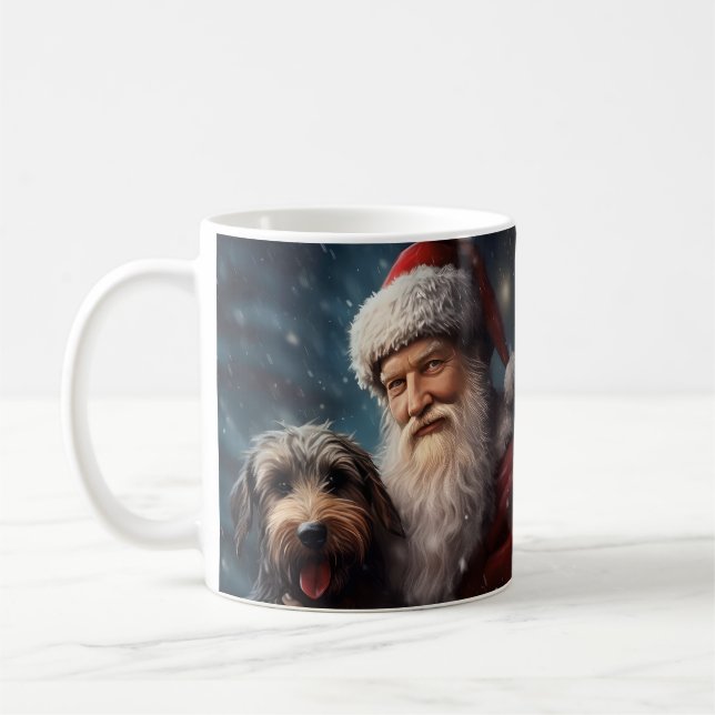 Airedale mit dem Weihnachtsmann Festlich Weihnacht Kaffeetasse (Links)