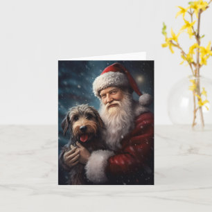 Airedale mit dem Weihnachtsmann Festlich Weihnacht Karte