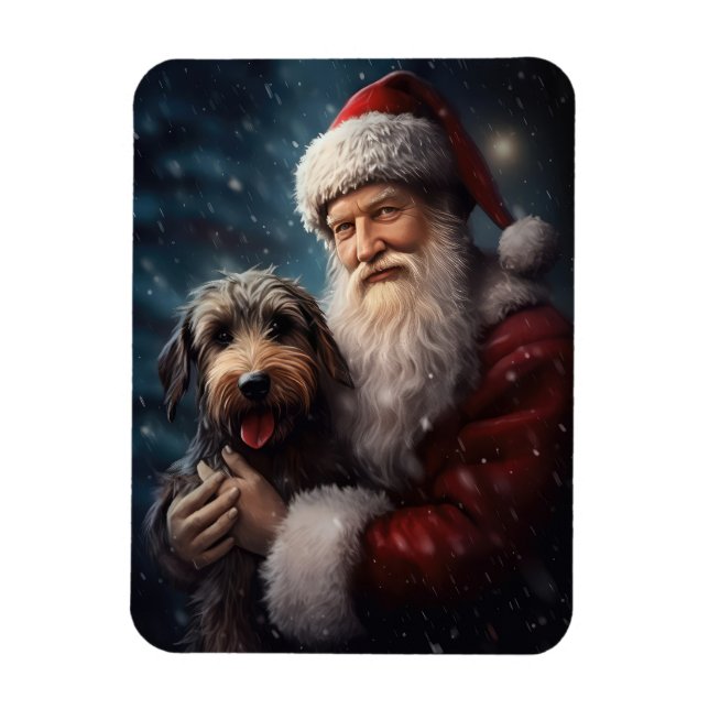 Airedale mit dem Weihnachtsmann Festlich Weihnacht Magnet (Vertikal)