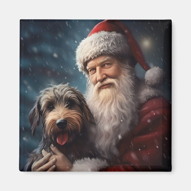 Airedale mit dem Weihnachtsmann Festlich Weihnacht Magnet (Vorne)