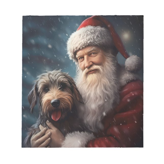 Airedale mit dem Weihnachtsmann Festlich Weihnacht Notizblock (Vorderseite)