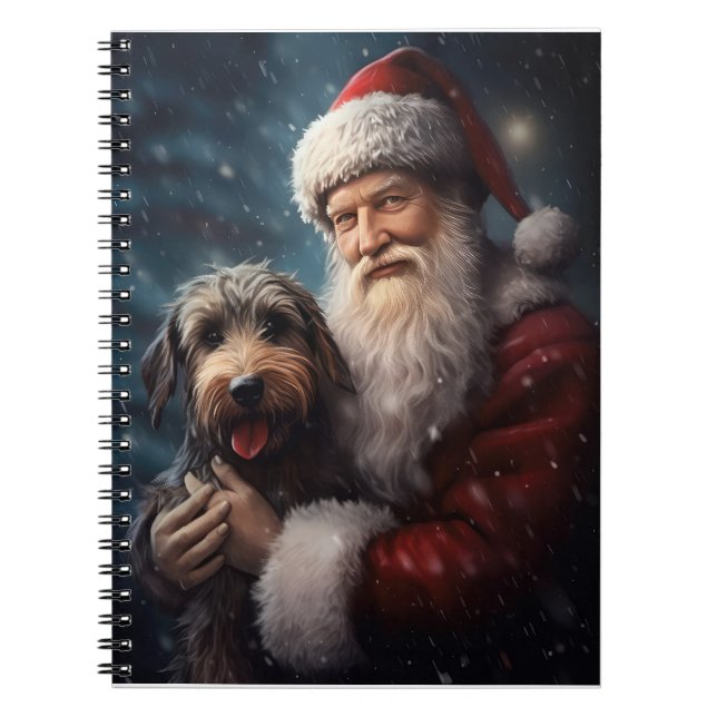Airedale mit dem Weihnachtsmann Festlich Weihnacht Notizblock (Vorderseite)