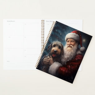Airedale mit dem Weihnachtsmann Festlich Weihnacht Planer
