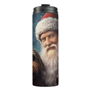 Airedale mit dem Weihnachtsmann Festlich Weihnacht Thermosbecher