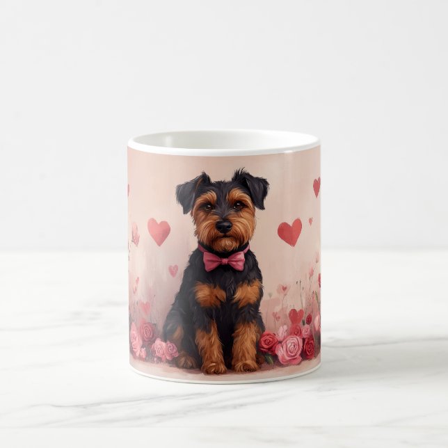Airedale mit Rose - Valentinstag Kaffeetasse (Mittel)