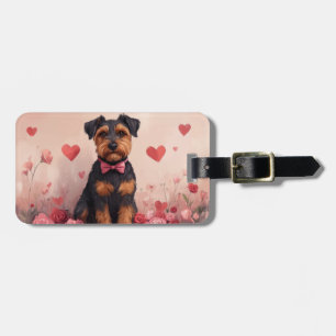 Airedale mit Rosen - Valentinstag Gepäckanhänger