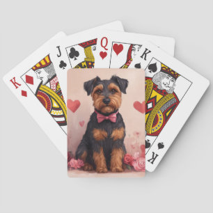 Airedale mit Rosen - Valentinstag Spielkarten