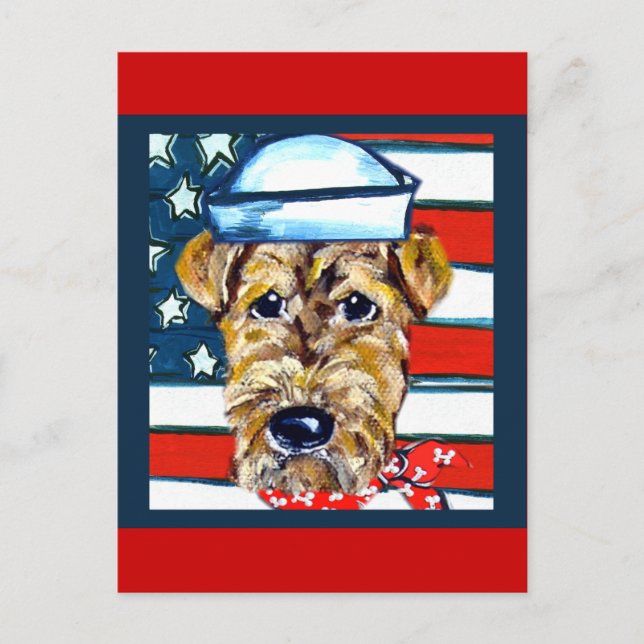 Airedale Navy Postkarte (Vorderseite)