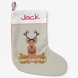 Airedale-Ren-frohe Weihnacht-Haustier Kleiner Weihnachtsstrumpf