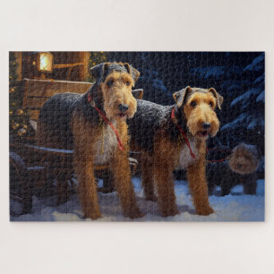 Airedale Schnees Schlittenfahrt Weihnachtsdekorati