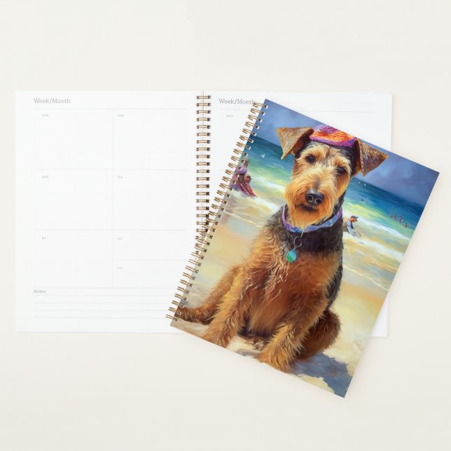Airedale sur la plage, cadeau d'été pour les amour (Devant avec enveloppe)