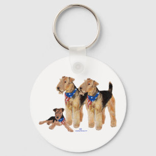 Airedale Terrier Amerikanische Flagge Schlüsselanhänger