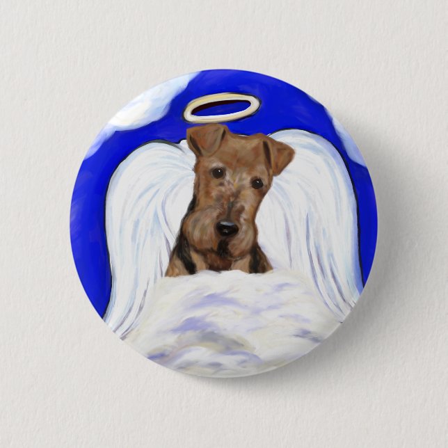 Airedale Terrier Angel Button (Vorderseite)
