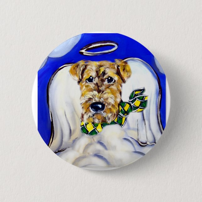 Airedale Terrier Angel Button (Vorderseite)