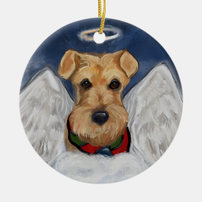 Airedale Terrier Angel Keramik Ornament (Vorne)