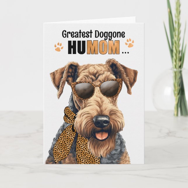 Airedale Terrier Bester HuMOM Muttertag Feiertagskarte (Vorderseite)