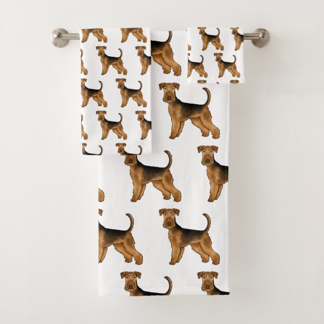 Airedale Terrier Bingley Terrier Niedliches Dog Pa Badhandtuch Set (Insitu)