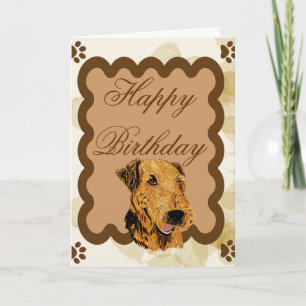 Airedale Terrier ~ Birthday Tan Blätter Karte