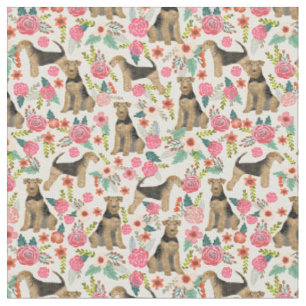 Airedale Terrier Blumengewebe Stoff