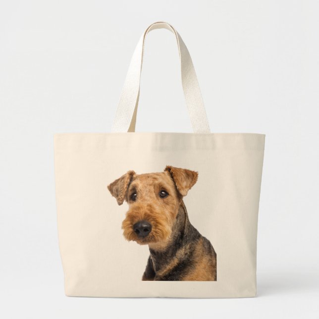 Airedale Terrier Brown & Black Puppy Hund Liebe Jumbo Stoffbeutel (Vorne)