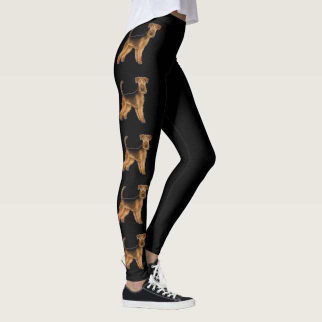 Airedale Terrier Cartoon Dog Bingley Terrier Black Leggings (Rechts)