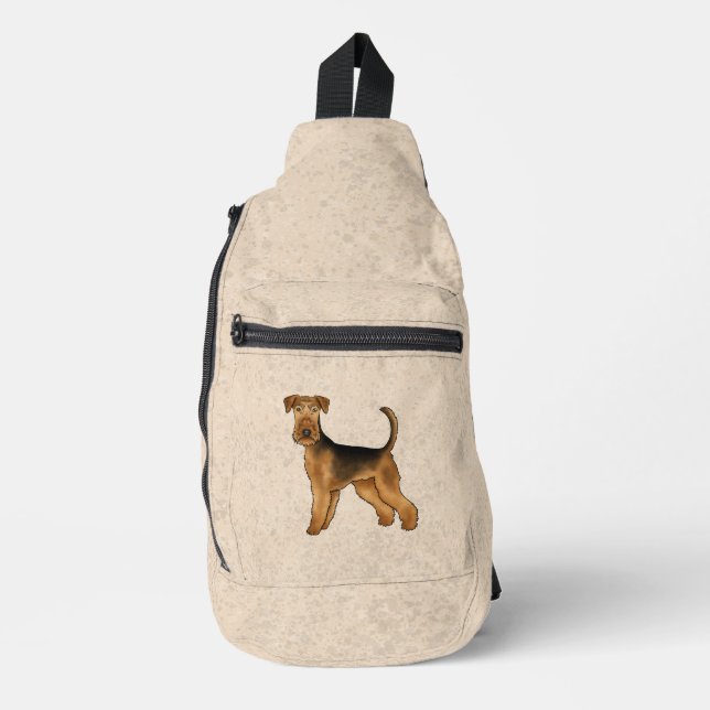 Airedale Terrier Cartoon Dog Bingley Terrier Dog Crossbody Bag (Vorderseite)
