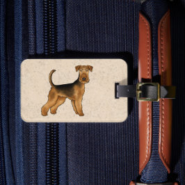 Airedale Terrier Cartoon Hund mit benutzerdefinier Gepäckanhänger