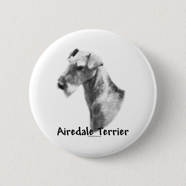 Airedale Terrier Charcoal Button (Vorderseite)