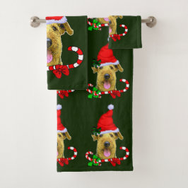 Airedale Terrier Christmas Badhandtuch Set