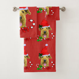 Airedale Terrier Christmas Badhandtuch Set