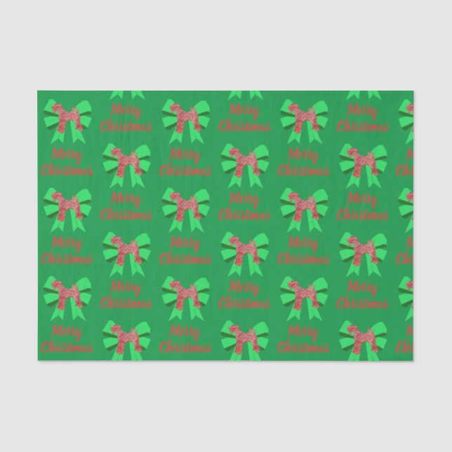 Airedale Terrier Christmas Dog & Green Bow Gewebe Seidenpapier (Vorderseite)