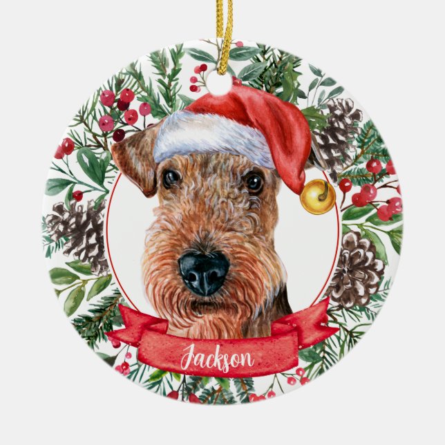 Airedale Terrier Custom Santa Christmas Ornament (Vorne)