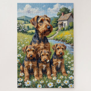 Airedale Terrier Daisy Meadow Kunst