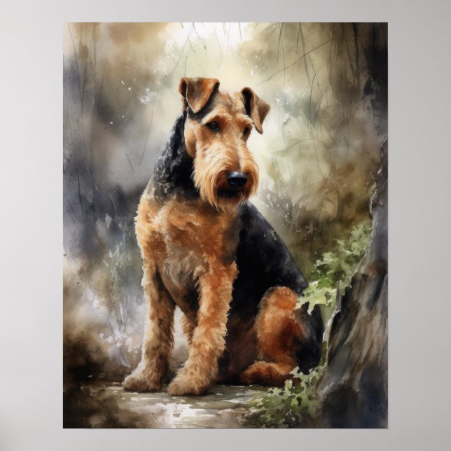 Airedale Terrier Dog Art Imprimer Poster (Devant)