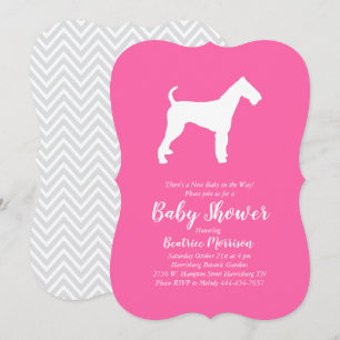 Airedale Terrier Dog Babydusche Pink Girl Einladung