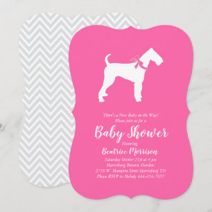 Airedale Terrier Dog Babydusche Pink Girl Einladung