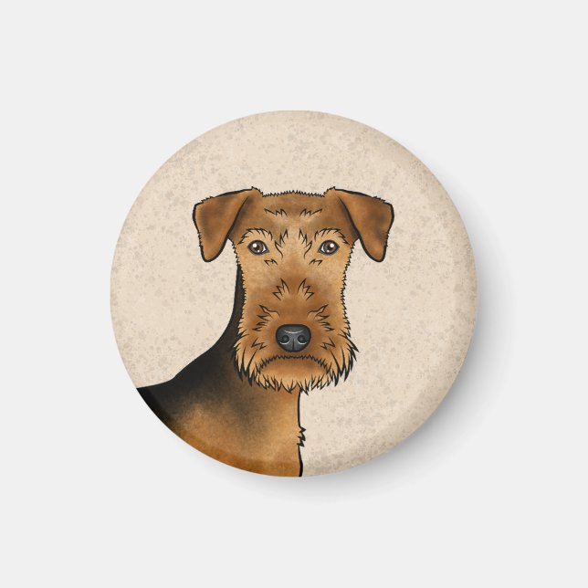 Airedale Terrier Dog Bingley Terrier Dog Head Magnet (Vorne)