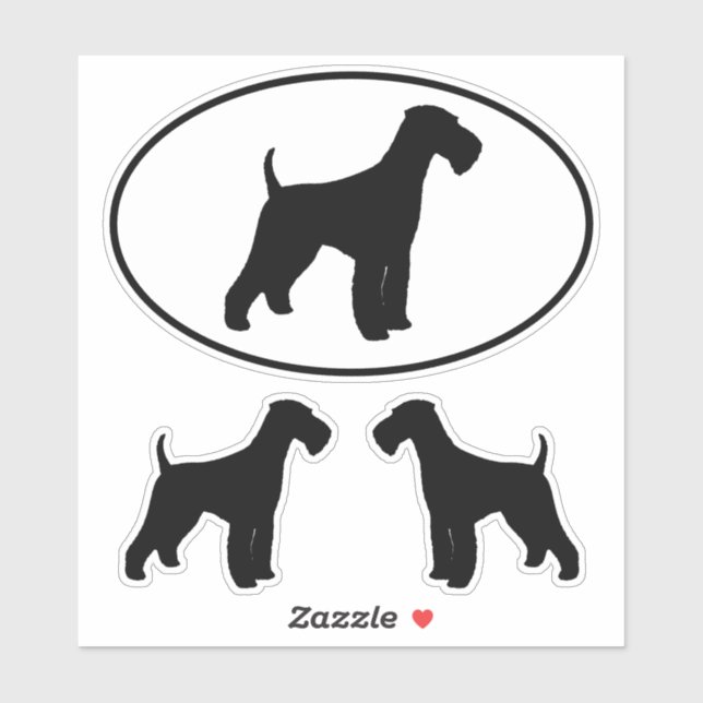 Airedale Terrier Dog Breed Silhouette Stickers Aufkleber (Blatt)