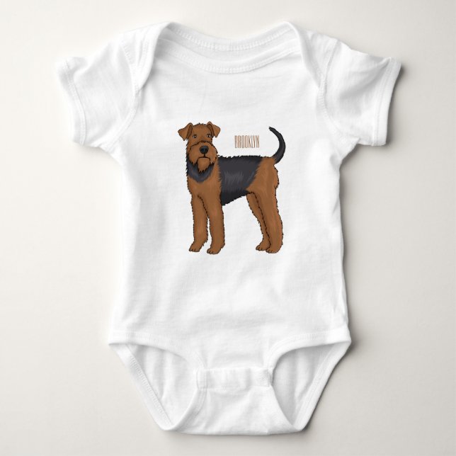 Airedale terrier dog cartoon illustration  baby strampler (Vorderseite)