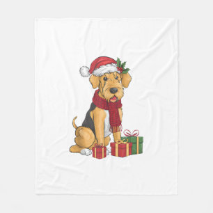 Airedale Terrier Dog Christmas Outfits Weihnachtsm Fleecedecke