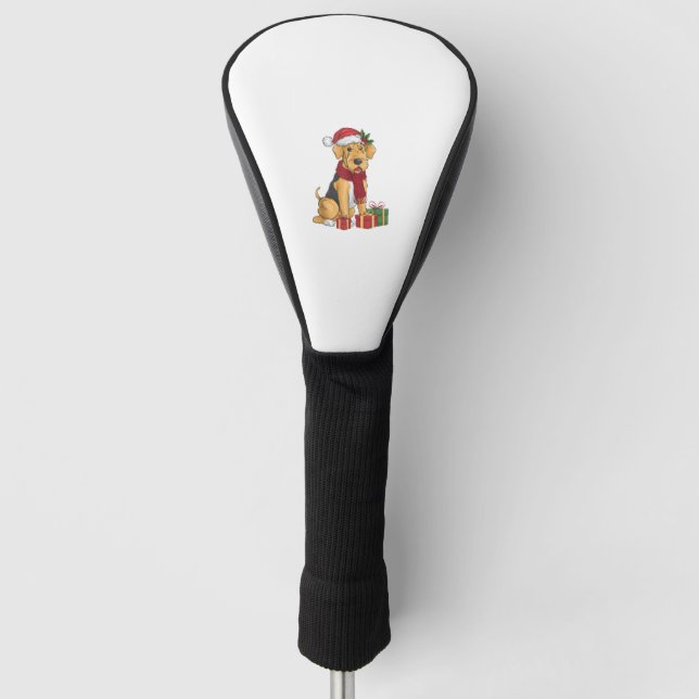 Airedale Terrier Dog Christmas Outfits Weihnachtsm Golf Headcover (Vorderseite)