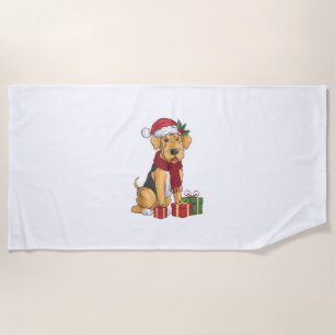 Airedale Terrier Dog Christmas Outfits Weihnachtsm Strandtuch