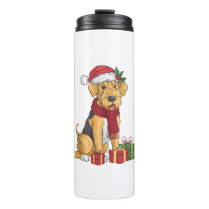 Airedale Terrier Dog Christmas Outfits Weihnachtsm Thermosbecher