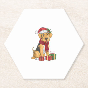 Airedale Terrier Dog Christmas Outfits Weihnachtsm Untersetzer