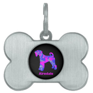 Airedale Terrier Dog Crazy Hot Pink & Blue Pet Ta Tiermarke