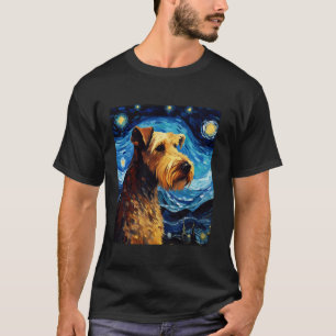 Airedale Terrier Dog Funny Starry Night Van Gogh T-Shirt
