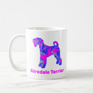 Airedale Terrier Dog Hot Pink n Blue on White Kaffeetasse