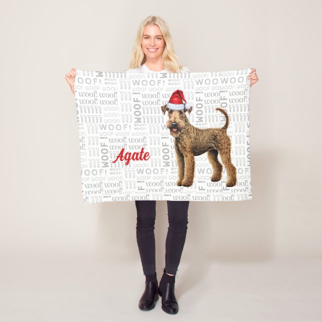 Airedale Terrier Dog mit dem Namen Weihnachtsfeier Fleecedecke (Beispiel)