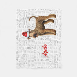Airedale Terrier Dog mit dem Namen Weihnachtsfeier Fleecedecke